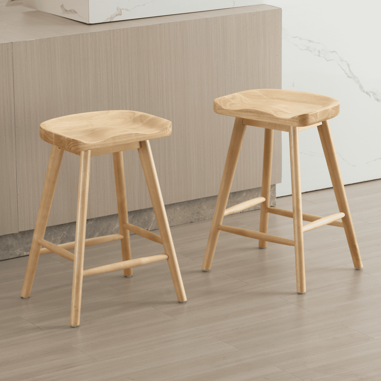 VESCASA 24.25"H Ergonomic Seat Backless Counter Stools Set of 2 - X018