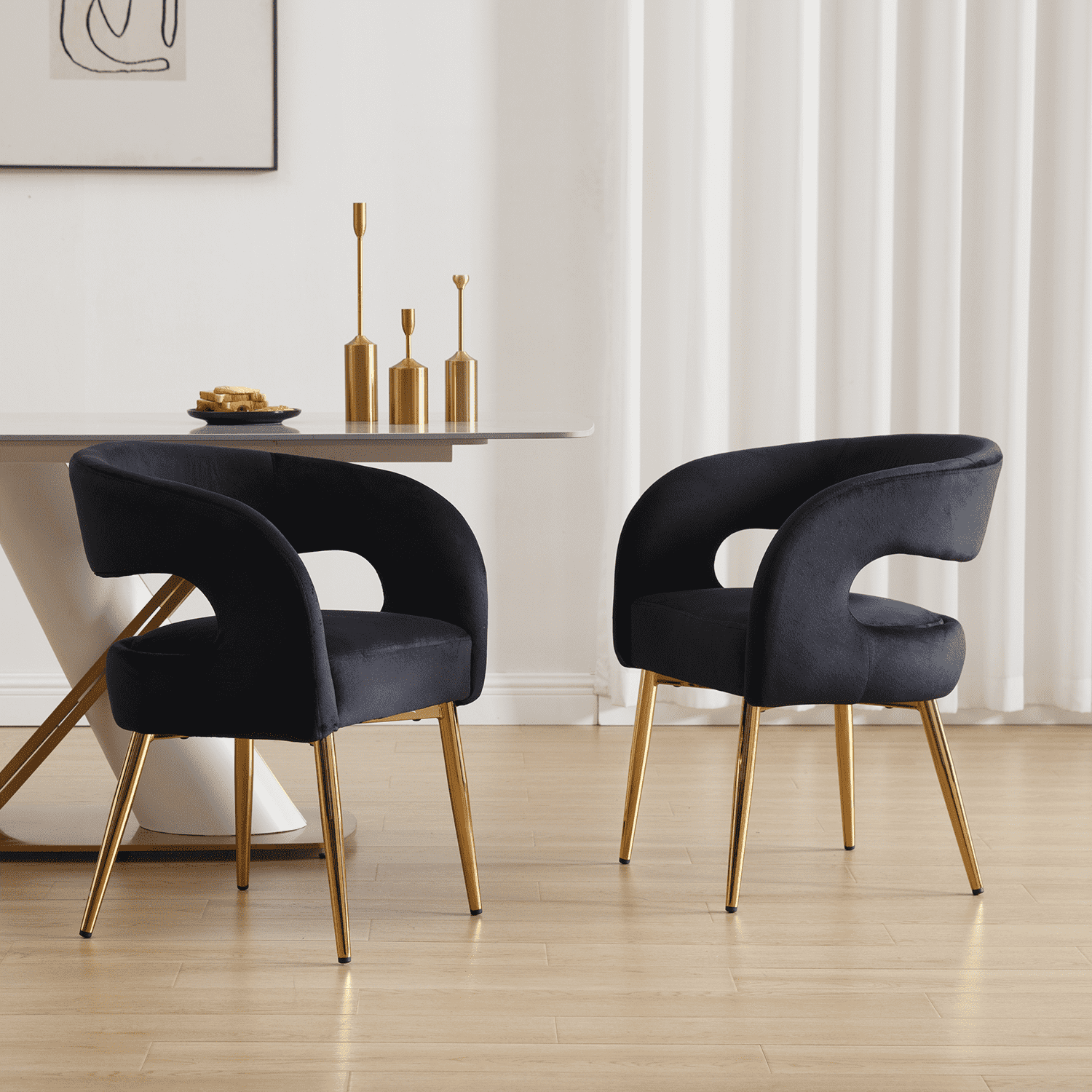 CHICAURA Velvet Upholstered Dining Chairs Set of 2 - 1777