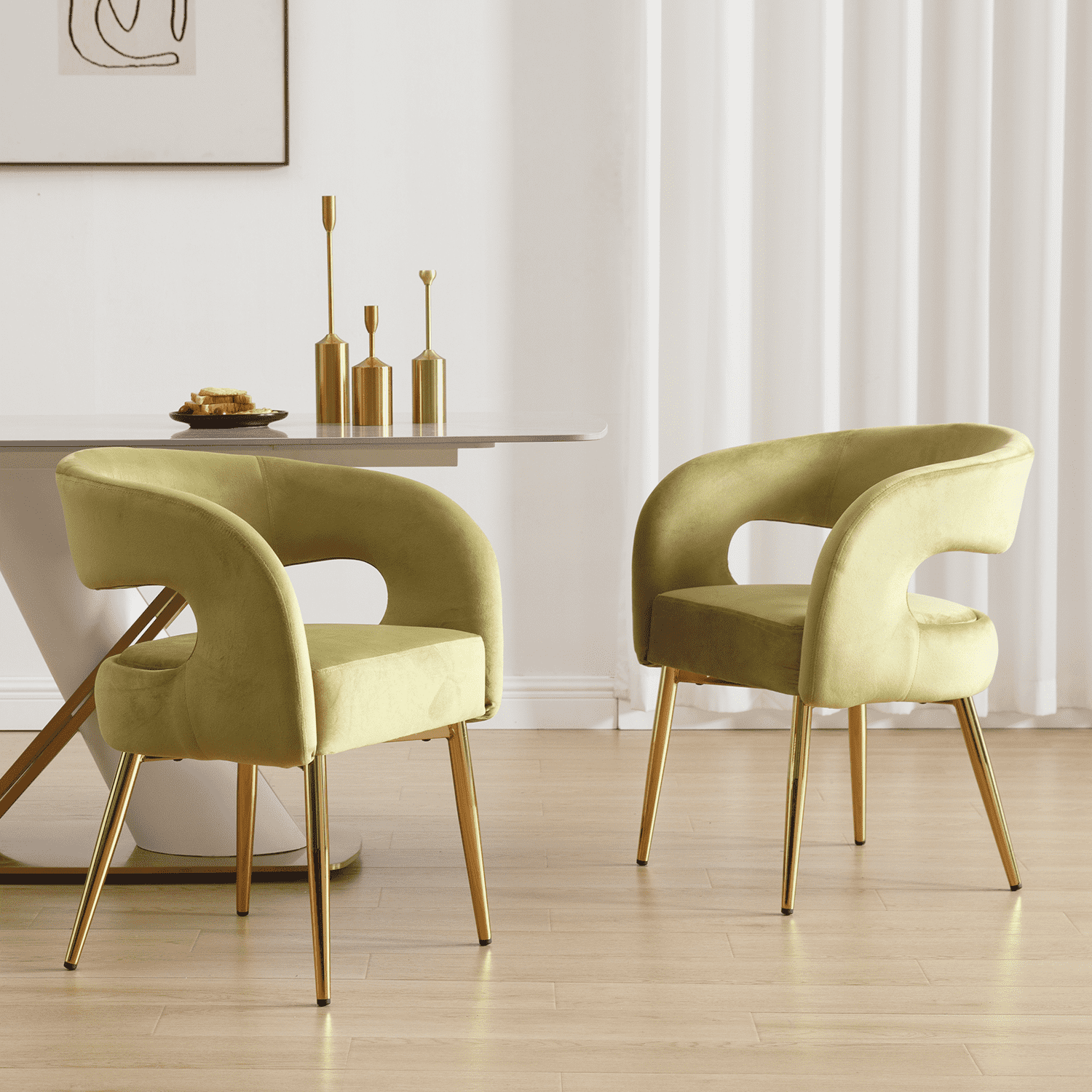 CHICAURA Velvet Upholstered Dining Chairs Set of 2 - 1777