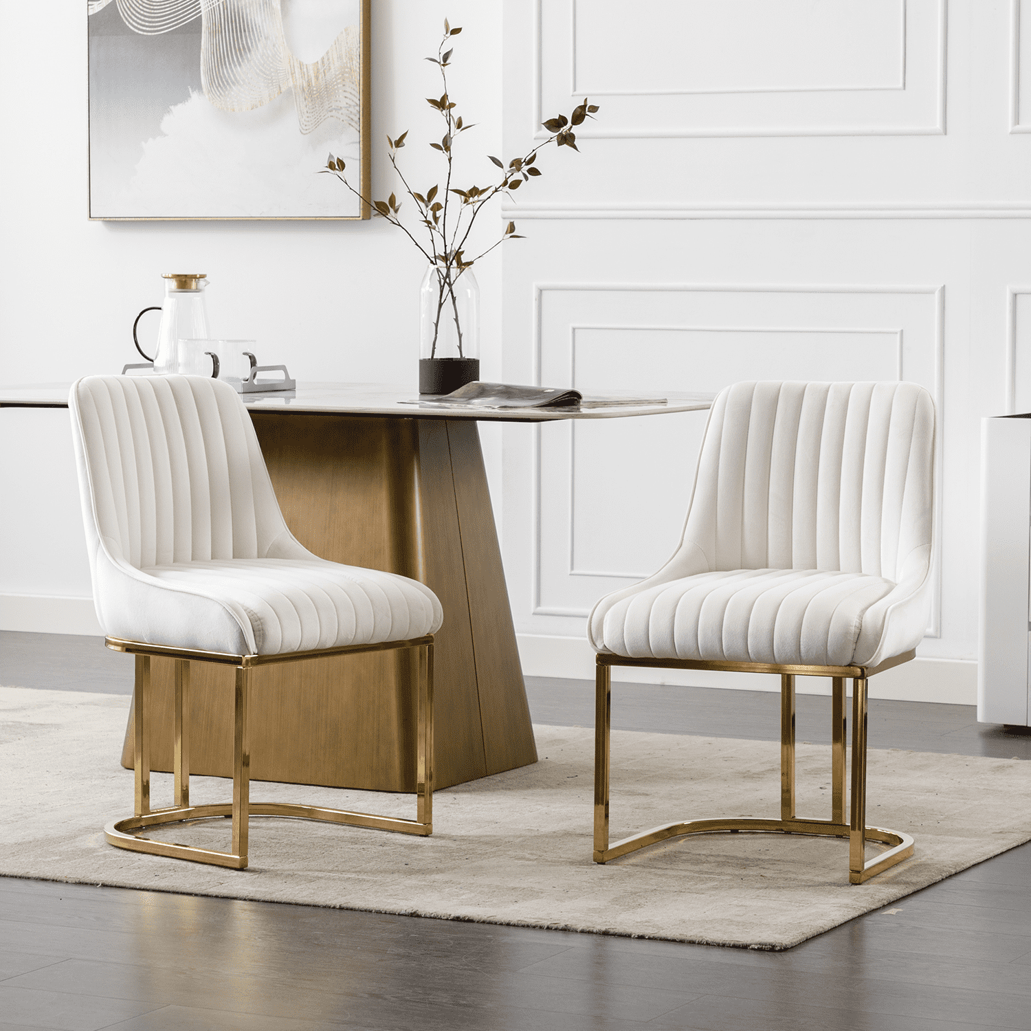 EALSON Modern Armless Side Velvet Upholstered Dining Chairs Set of 2 - 9043