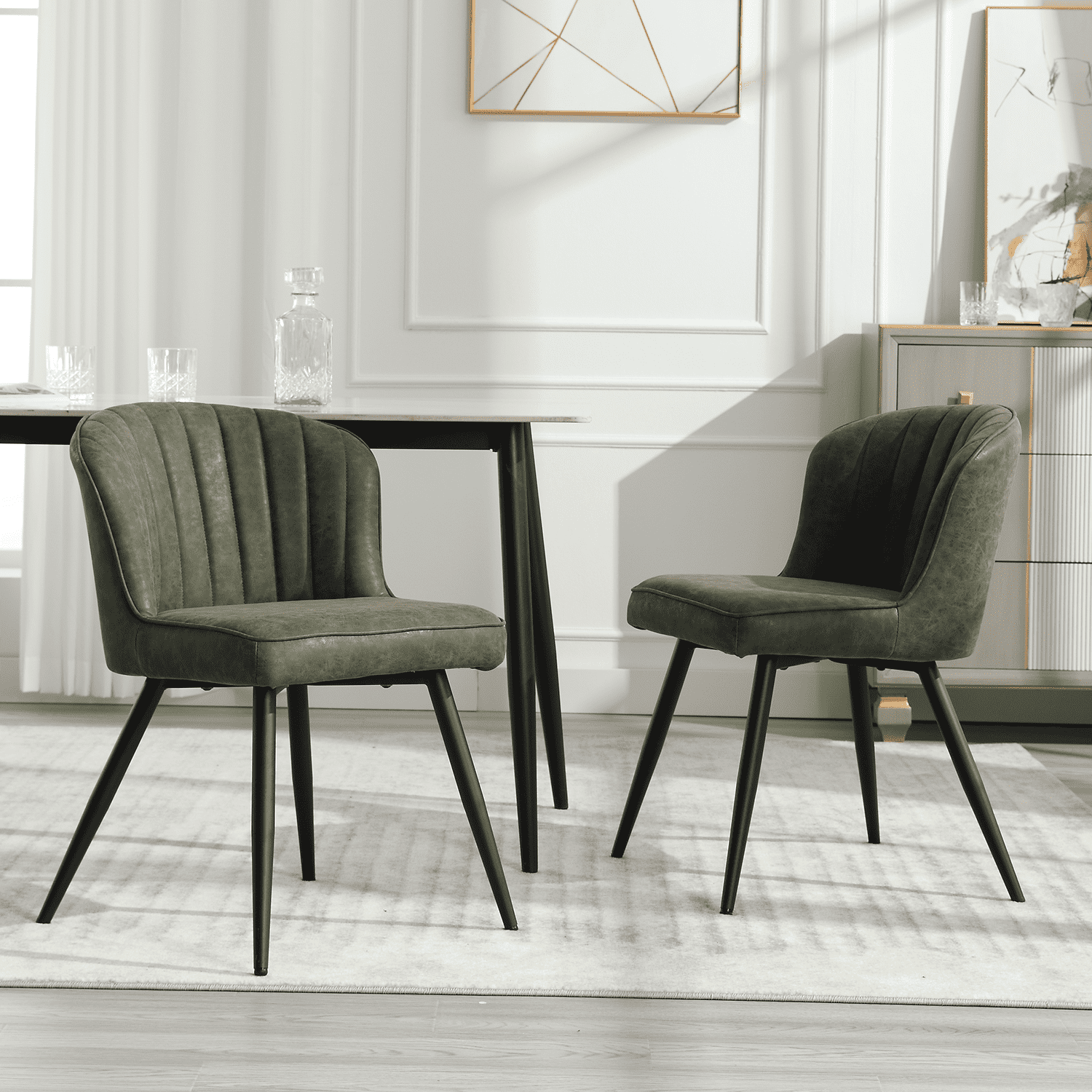 EALSON Modern Velvet Dining Chairs with Metal Legs Set of 2 - 8696