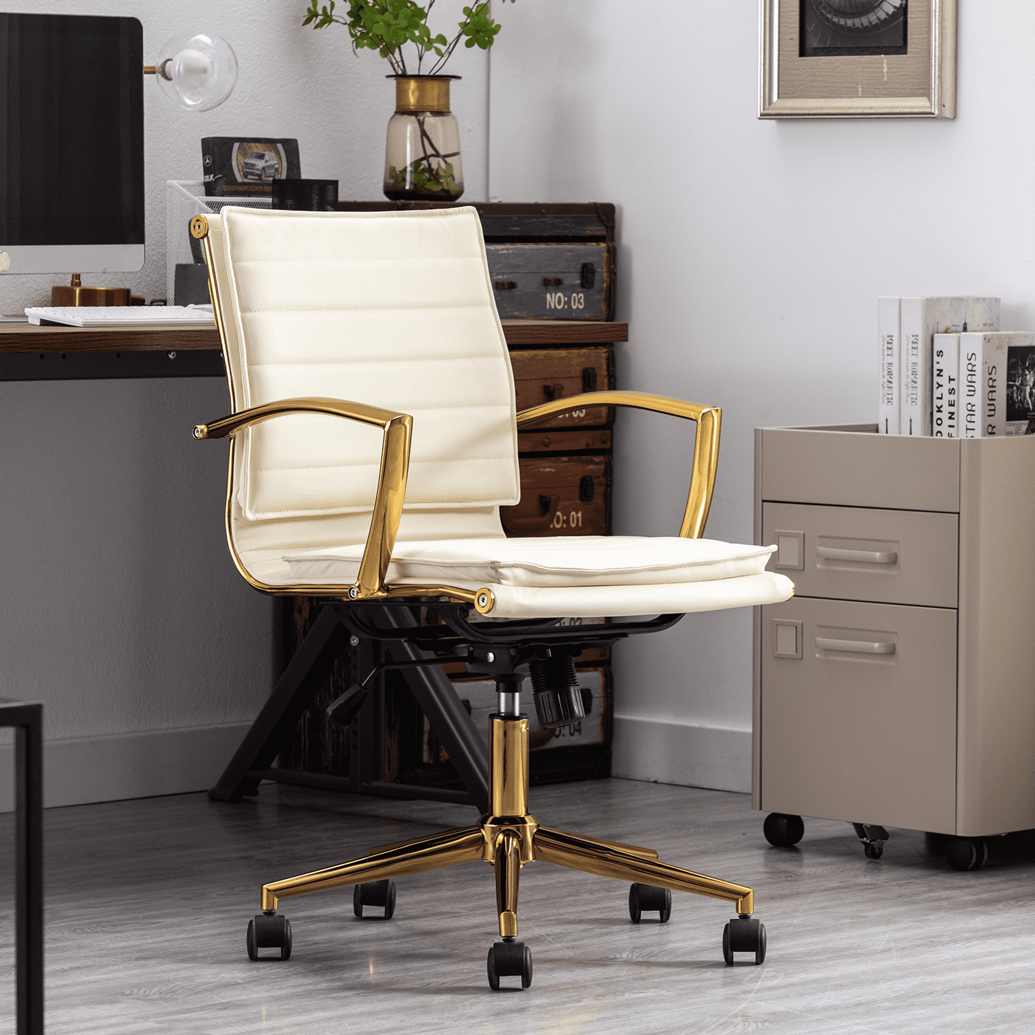 EALSON Modern Leather Desk Chair Ergonomic Office Chair with Wheels 1 PCS - X416